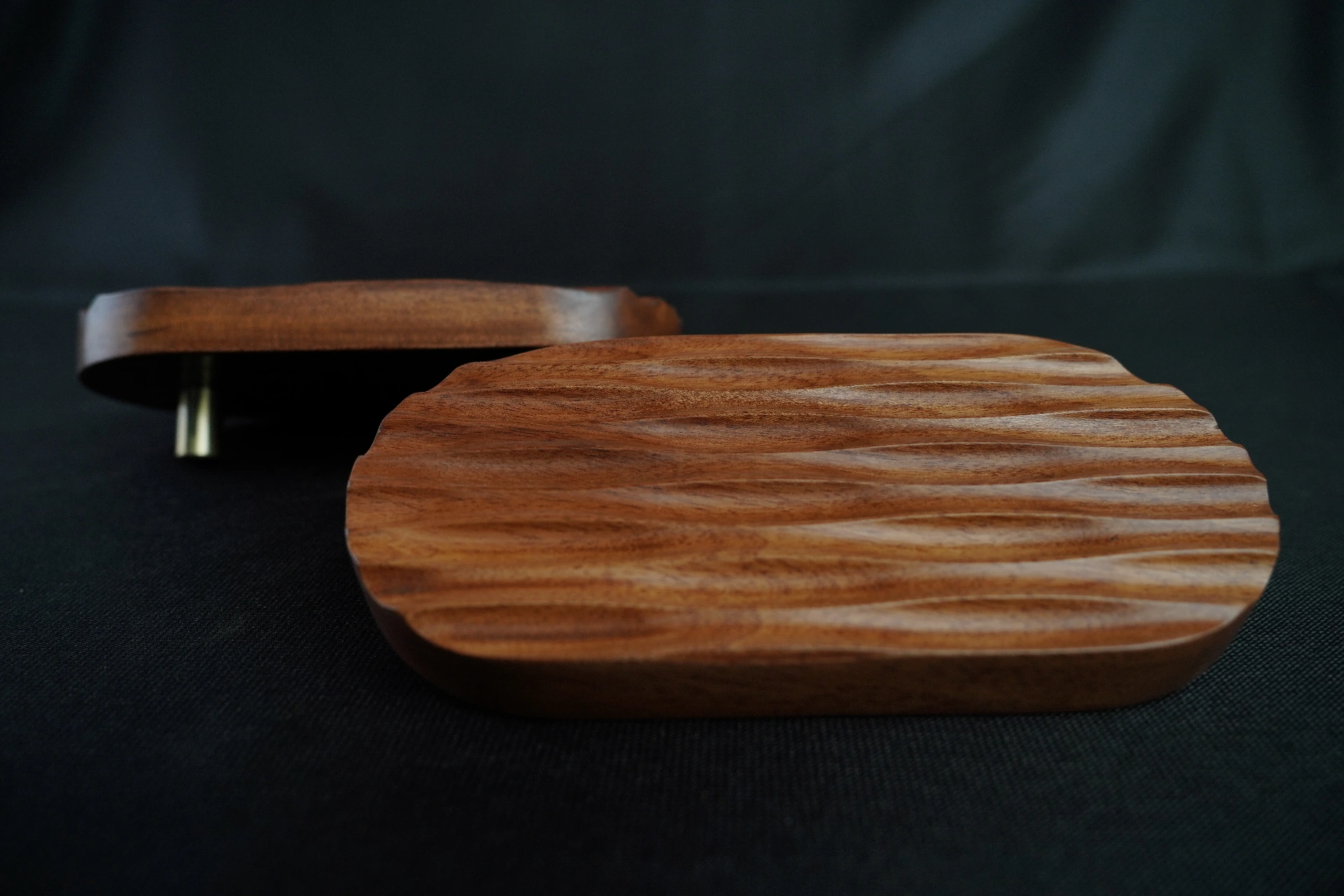 Waves (Tides) (6" x 3", Teak, Silver)