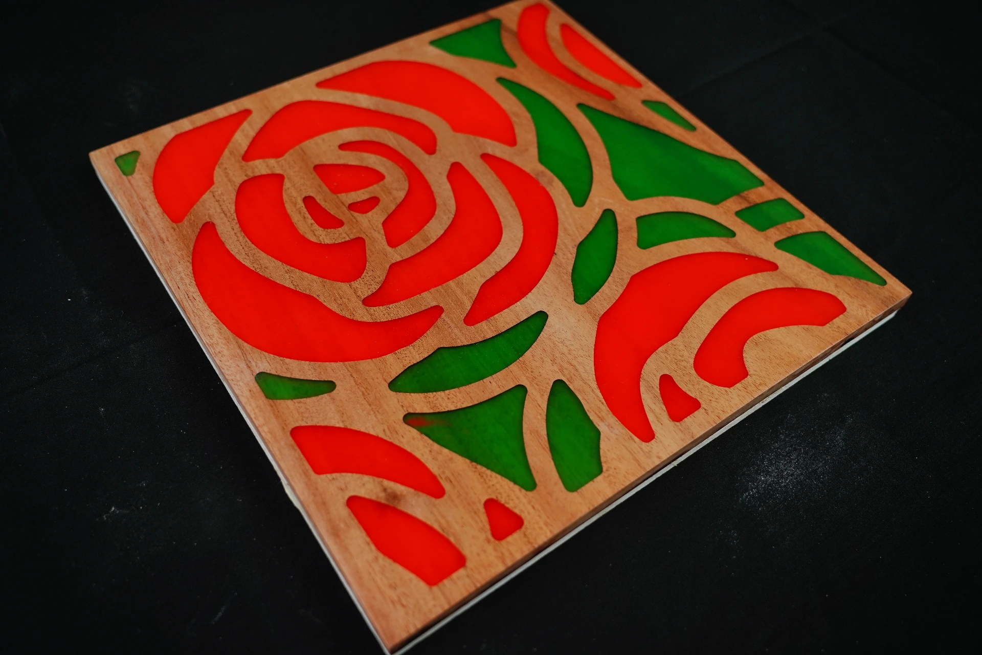 Roselle Bloom Wood Epoxy Panel